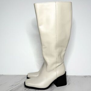 Vince Camuto Sangeti Leather Square Toe Extra Wide Calf Heeled Tall Boot 6W